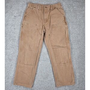 Carhartt B136 BRN Double Front Logger Dungaree Work Pants Brown 33x30 Mens